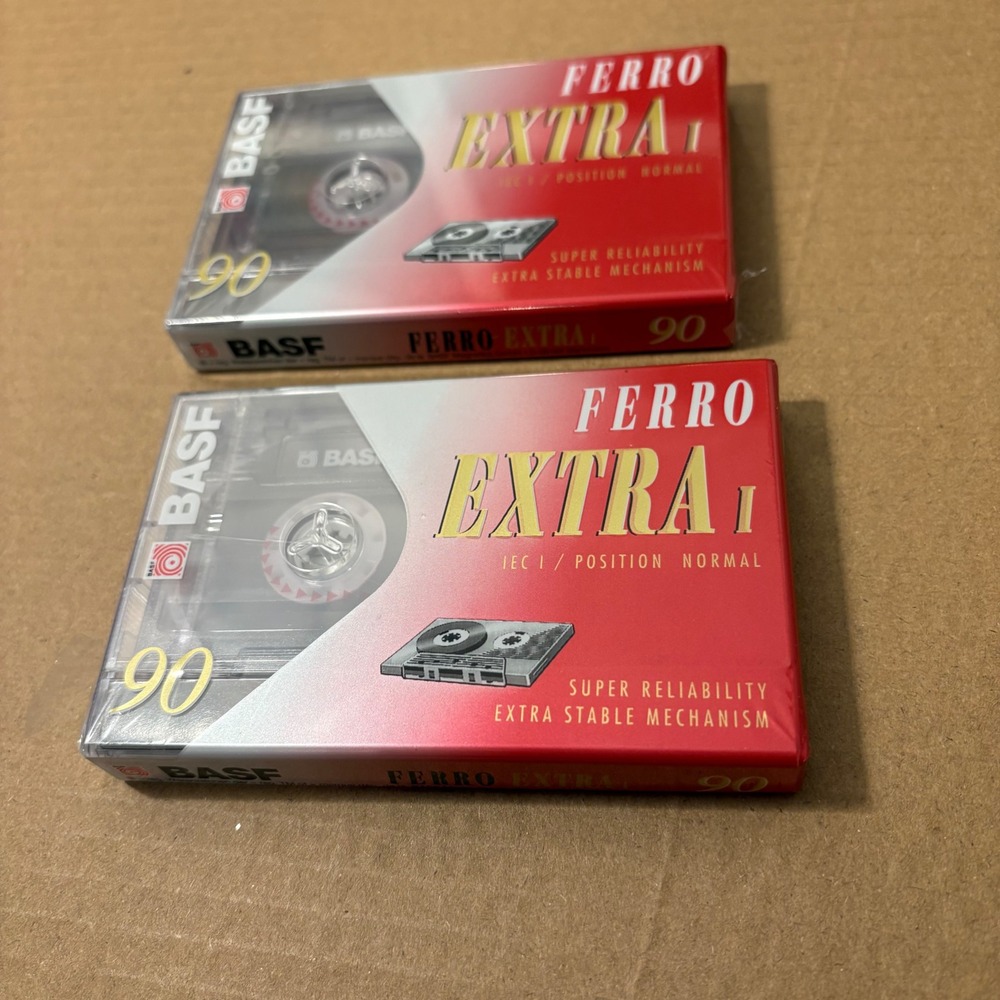2x‎ BASF Ferro Extra I 90 Minute Cassette Tapes IEC I Position Normal New Sealed